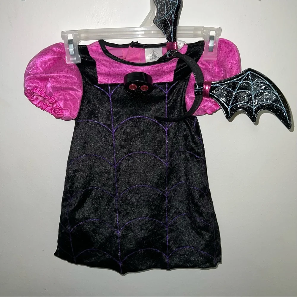 Disney Black and Pink Spider Web Dress with Bat Headband - Picture 1 of 11